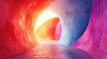Poster - a vibrant 3d tunnel with creative, realistic depth in 4k, showing a stunning side angle and dynamic 