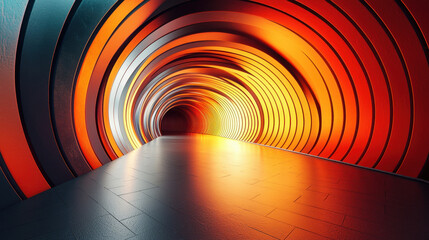 Poster - a realistic 4k 3d background showcases a contemporary style tunnel with a side angle view, creating 