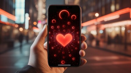 Poster - A phone screen displaying a vibrant, hand drawn red heart illustration for artistic expression.