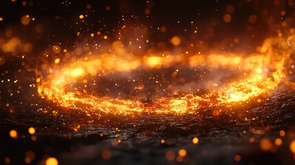Poster - Realistic 4K 3D background features a circular energy field, viewed from a side angle, creating a dynamic and visually stunning abstract design effect.