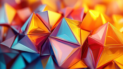 Poster - a vibrant 4k 3d background features realistic artistic geometry with colorful side angled shapes cre