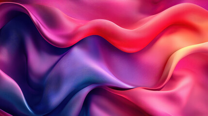 Poster - Artistic 3D waves display realistic 4K texture, showcasing vibrant pink, red, and purple colors with a captivating side angle, creating an abstract background.