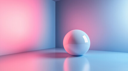 Poster - a realistic 4k 3d background with artistic colors showcases a sphere from a side angle, creating a v