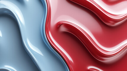 Poster - A realistic 4K 3D background showcases flowing light blue and vibrant red abstract shapes, creating a visually stunning and modern side view design element.