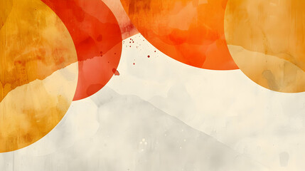 Poster - Abstract watercolor design with orange and red shapes.
