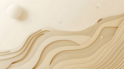 Poster - Beige abstract layered design with smooth curves.
