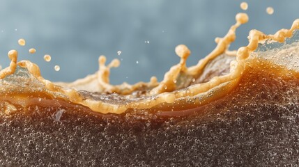 Poster - Close-up of cola splashing, revealing bubbles and refreshing liquid motion