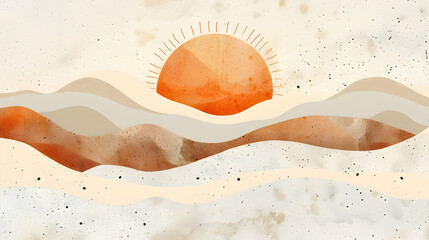 Poster - Abstract sunset scene over textured landscape.
