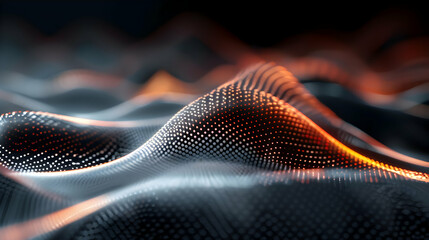 Poster - Abstract digital landscape with glowing, undulating forms.