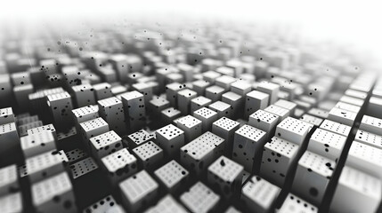 Poster - Abstract cityscapes of numerous interconnected blocks.