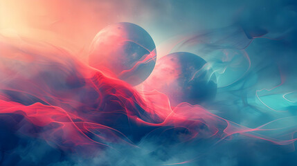 Poster - Colorful abstract scene with floating spheres.