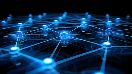 Poster - Abstract network connection design with glowing points.