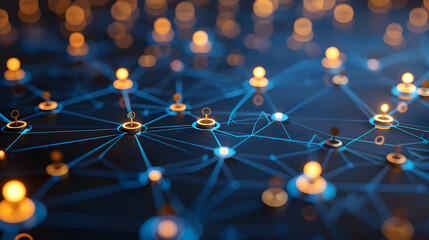 Fototapete - Abstract network design with glowing points.
