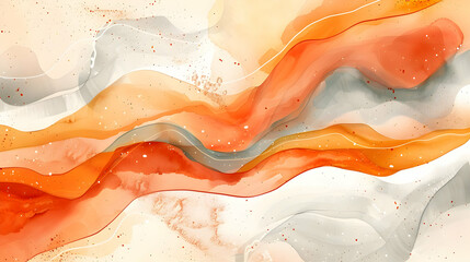 Poster - Abstract design with flowing hues of orange and gray.