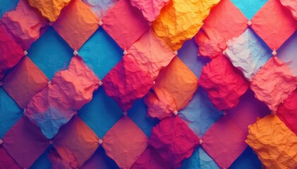 Wall Mural - Abstract geometric shapes forming a vibrant repeating pattern ideal for social media backgrounds , bold, motif, repeating