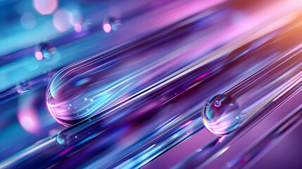 Poster - Abstract illustration of vibrant, glowing tubes and droplets.