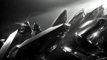 Poster - Abstract digital design of sharp, black crystalline structures.