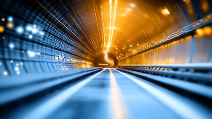 Poster - Dynamic light trails in an underground tunnel urban setting abstract photography futuristic environment