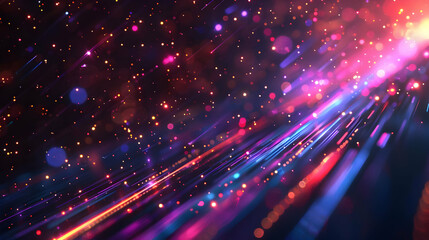 Fototapete - Abstract digital art display of vibrant streaks and particles.