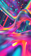Poster - Dynamic abstract wave patterns digital art colorful visuals vibrant background close-up view modern aesthetic