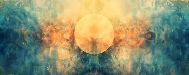 Poster - Abstract artwork with a central sun-like form.