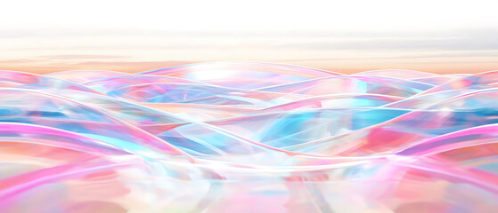 Poster - Abstract waves of colorful light digital space visual art surreal environment aerial view fluidity concept