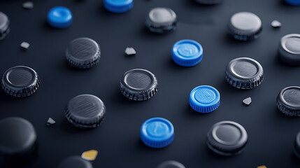 Poster - Colorful bottle caps arrangement studio high-quality image modern environment top-down view vibrant concept
