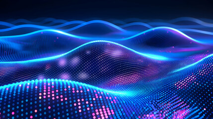 Fototapete - Abstract digital landscape of glowing, undulating forms.