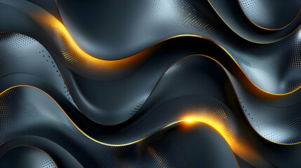 Poster - Abstract design with dark waves and golden highlights.