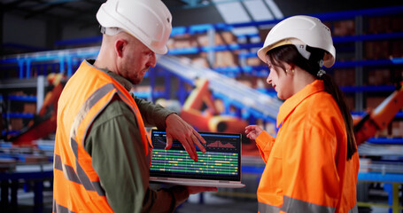 Aufkleber - Team Of Warehouse Automation Engineers Conducting OSHA Inspection