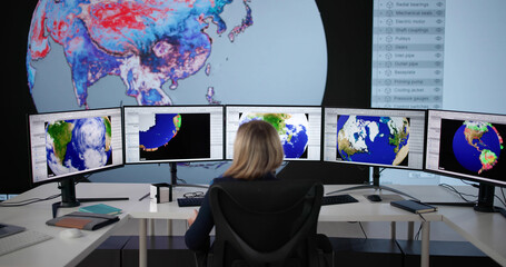 Poster - Female Scientist Using Computer