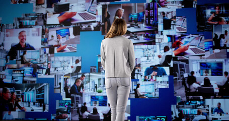 Aufkleber - Female Manager Watching Virtual Reality Business Webinar
