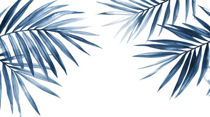 Aufkleber - Intricate blue palm fronds frame an isolated transparent canvas creating elegant simplicity