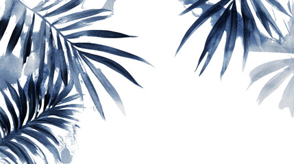 Poster - Artistic palm leaves in contrasting monochrome, isolated on a transparent stage