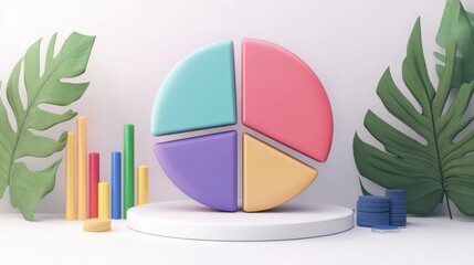 Poster - percentage pie chart for finance report template isolated illustration