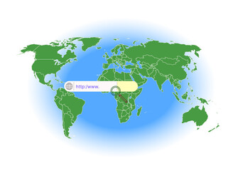 world map. search bar for the user interface and web site. search address and navigation bar icon. s