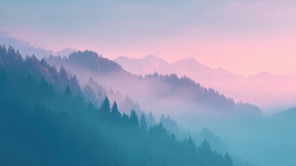 Poster - serene landscape shrouded in gentle mist and smoke creating minimalist scene with ample copy space