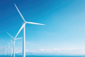 Poster - capture landscape of wind turbines on bright day