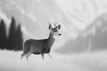 Poster - capture majestic mammal in its natural habitat with blurred background including indistinct figures 