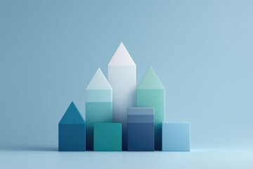 Aufkleber - capture scene with arrangement of random geometric shapes on blank surface creating abstract and minimalistic composition