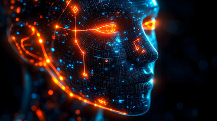 Poster - Glowing artificial intelligence face