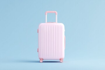 Poster - minimalistic children suitcase labeled with family travel set against smooth solid color background