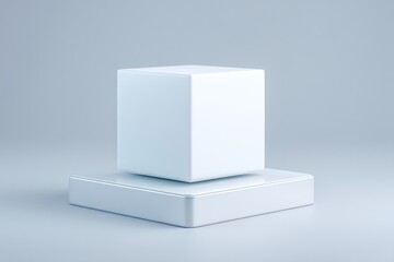 Poster - minimalistic empty podium for electronics with clean lines set against neutral background emphasizing simplicity