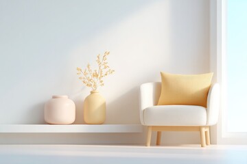 Poster - minimalistic living room with elegant decorations and ample copy space
