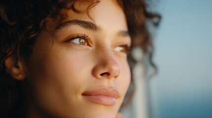 Poster - portrait of person deeply immersed in thought background softly blurred individual from any race age or gender