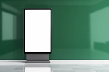 Aufkleber - Blank advertising billboard mockup in modern interior with green wall and reflections.