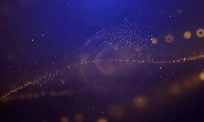 Fototapete - Abstract digital wave of glowing particles and energy flows in a dark background.