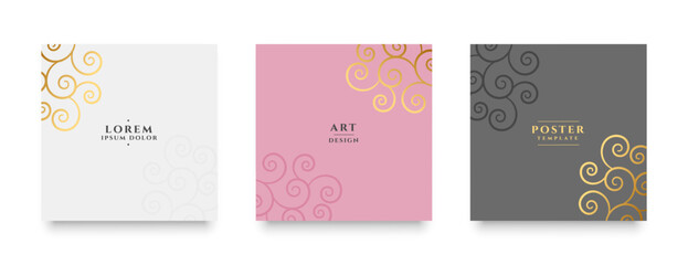 Fototapete - set of minimalist social post banner with indian style in light colors