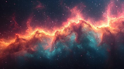 Poster - Vibrant cosmic nebula in shades of magenta and teal