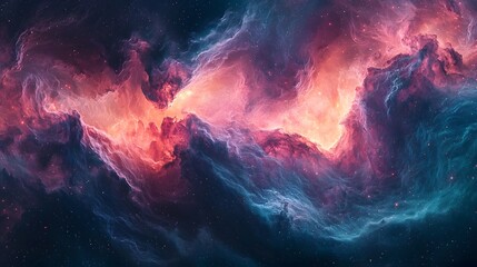 Poster - Vibrant cosmic nebula with swirling colors